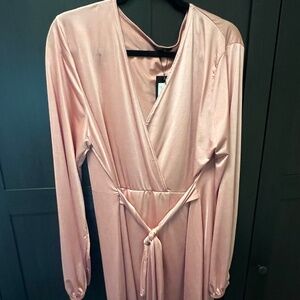 Shiny Long Sleeve Blush Dress